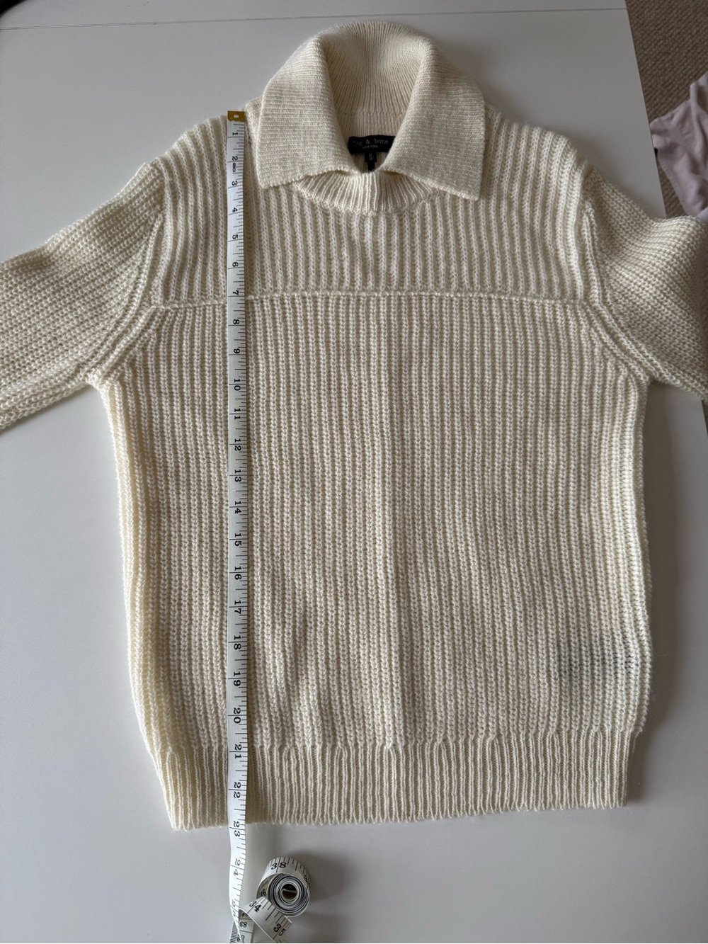 rag & bone Cream Ribbed Collared Sweater - Picture 4 of 7